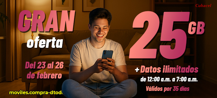 25 GB todas las redes + internet ilimitado de 12am a 7am